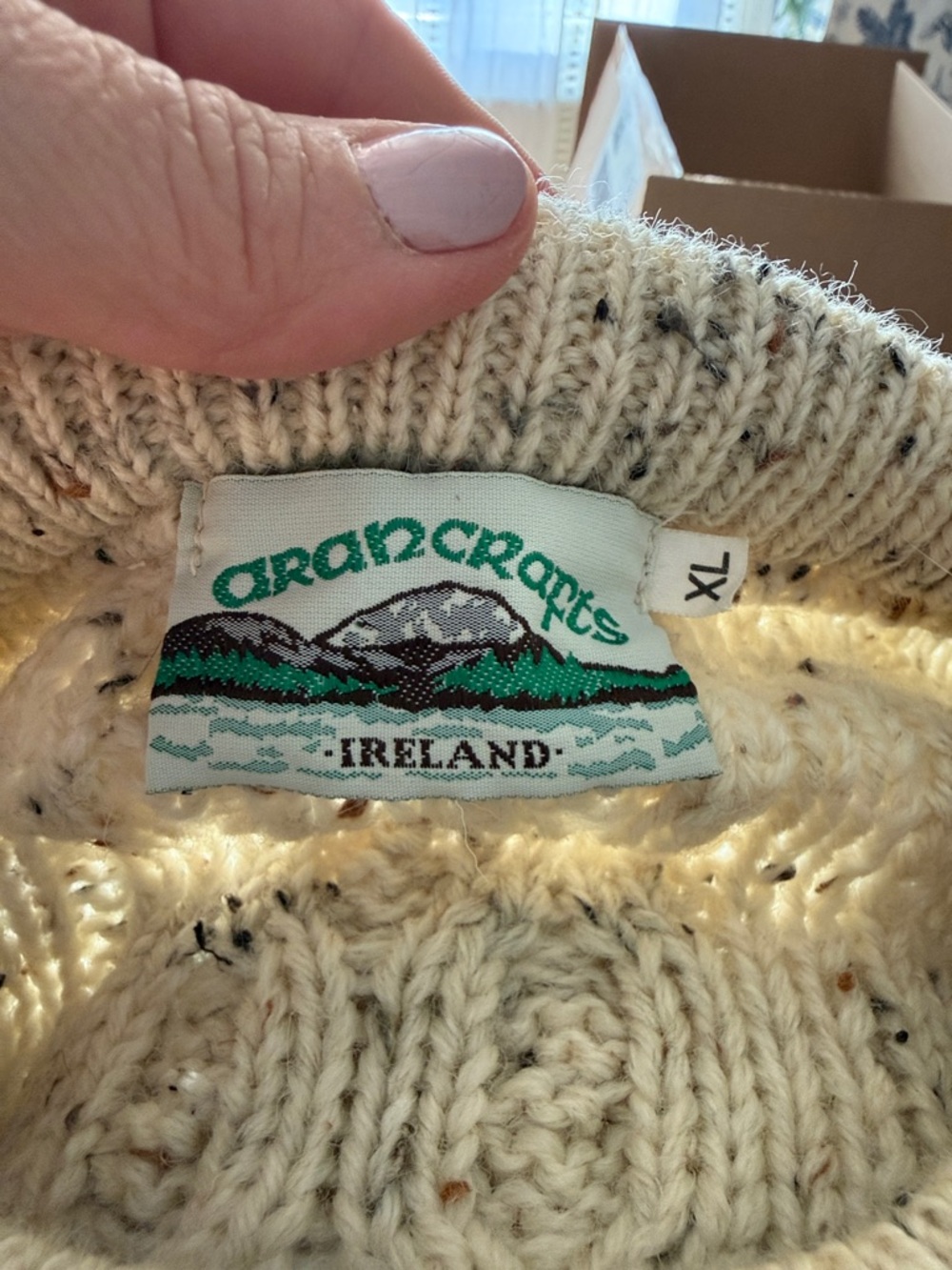 Aran Crafts Ireland Wool Cable Knit Sweater Fisherman Cream XL - Picture 3 of 6